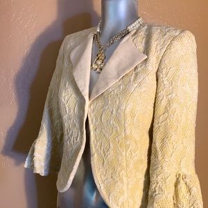 Zelda Linen Blend & Lace Ivory Blazer.  Sz 4
